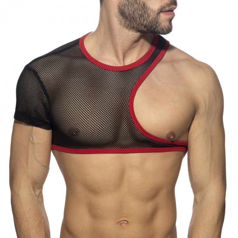 AD Fetish Irregular Mesh Crop Top red