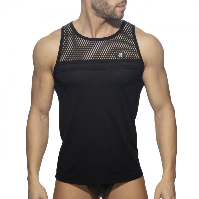 AD Fetish Mesh-Striped Tank Top black