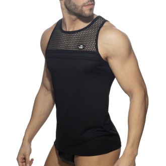 AD Fetish Mesh-Striped Tank Top black | BiBo Fashion
