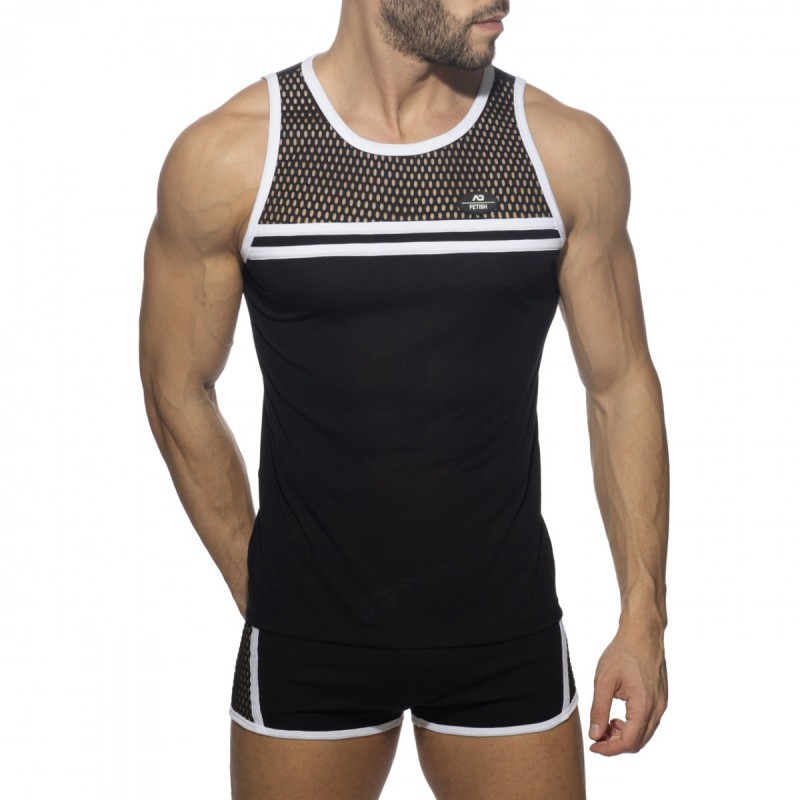 AD Fetish Mesh-Striped Tank Top white | BiBo Fashion