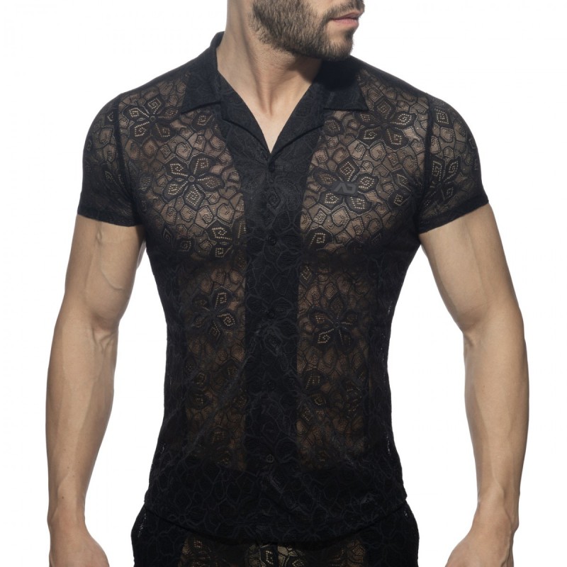 Addicted Flowery Lace Shirt black