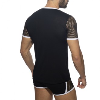 Addicted Fetish Mesh Striped T-Shirt white | BiBo Fashion
