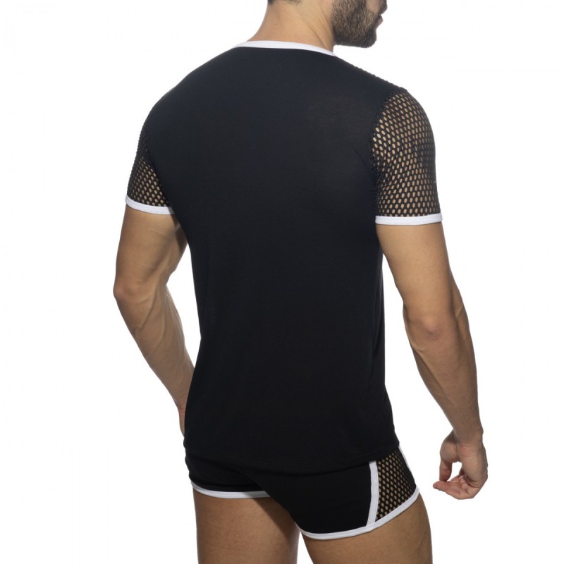 Addicted Fetish Mesh Striped T-Shirt white | BiBo Fashion