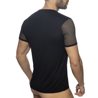 Addicted Fetish Mesh Striped T-Shirt black | BiBo Fashion