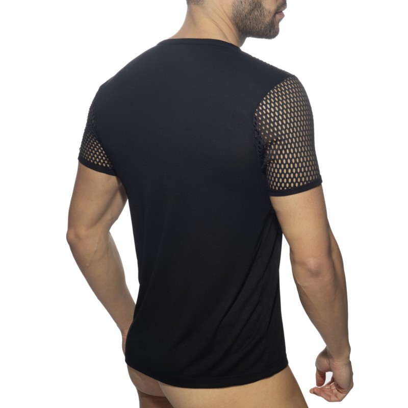 Addicted Fetish Mesh Striped T-Shirt black | BiBo Fashion