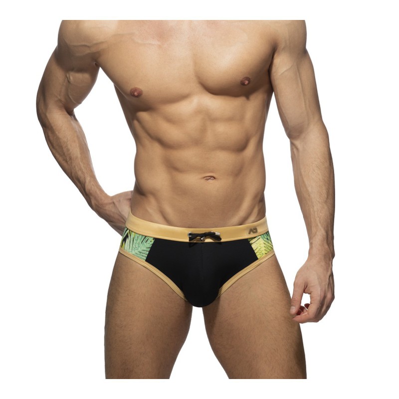 Addicted Side Leaves Swim Brief black