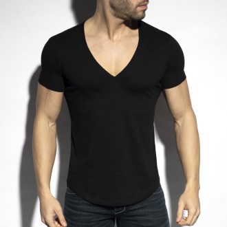 ES Collection Deep V-Neck T-Shirt black | BiBo Fashion