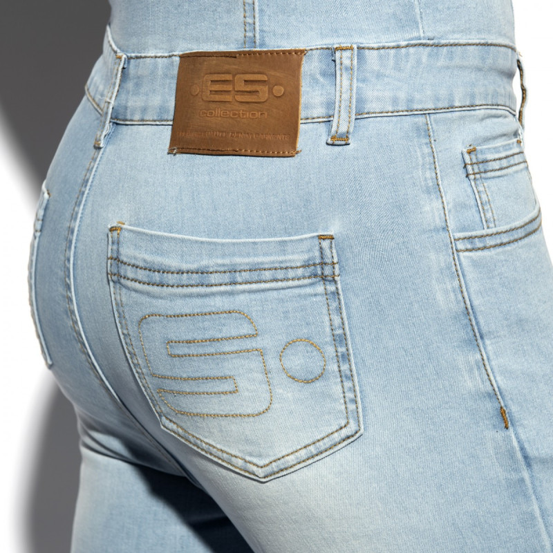 ES Collection Denim Bermuda Jumpsuit - Blue Jeans