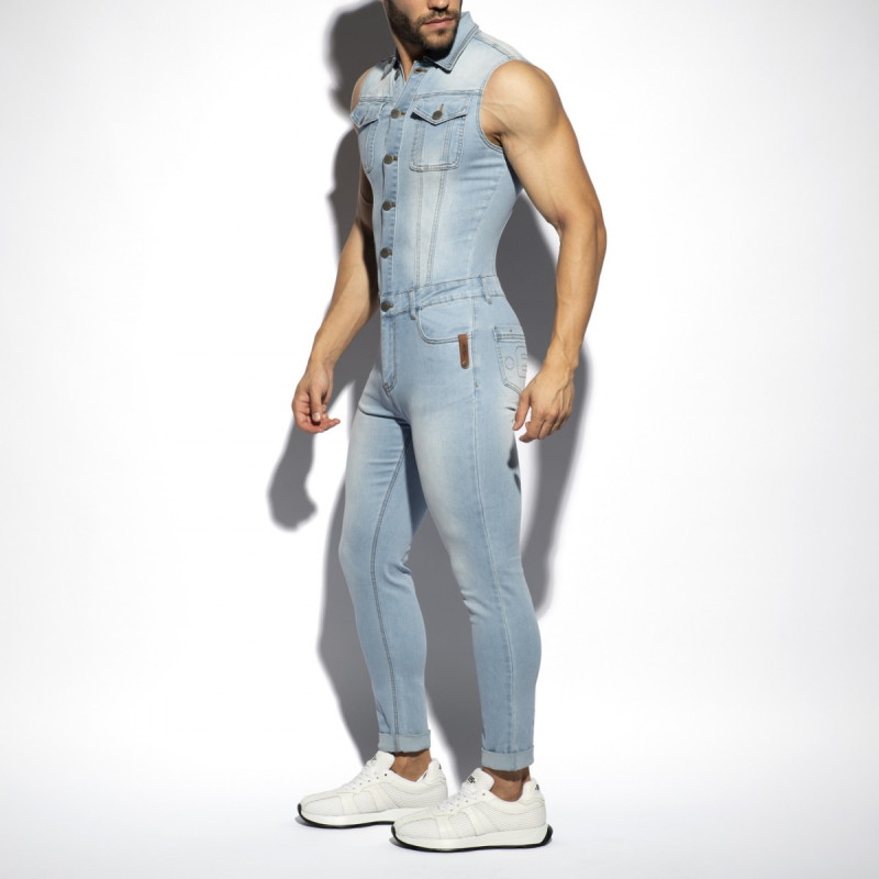 ES Collection Denim Bermuda Jumpsuit - Blue Jeans