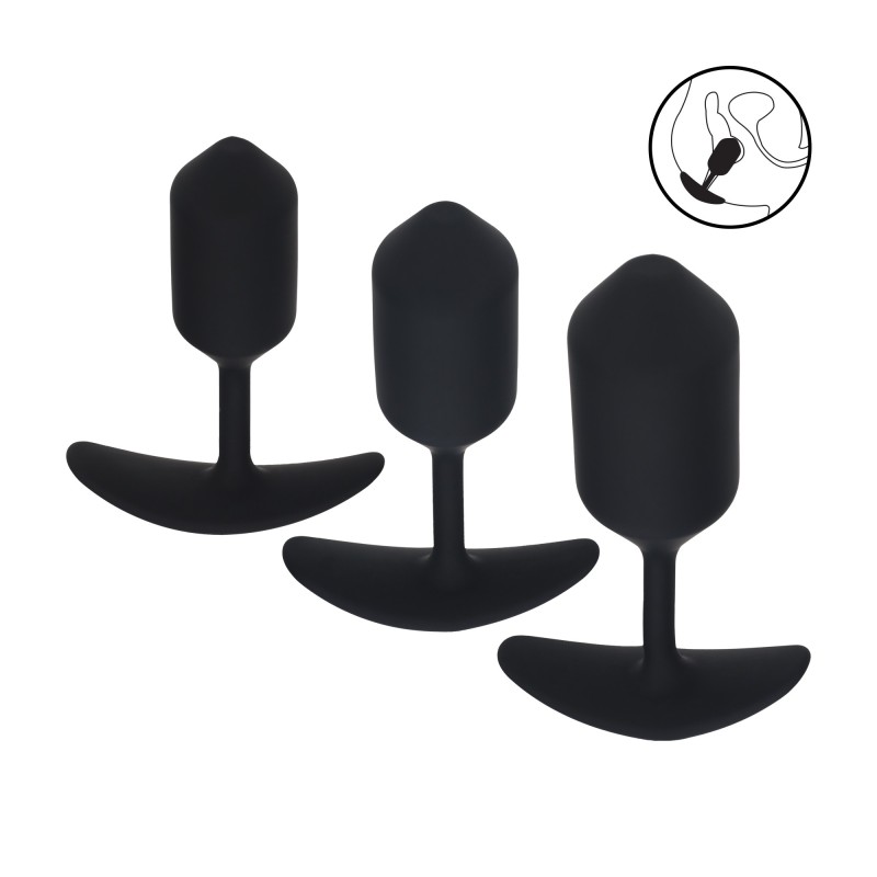 Silicone Weighted Anal Plug Training Set of 3 - Black