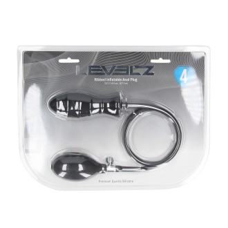 Levelz Ribbed Inflatable Silicone Anal Plug - Black