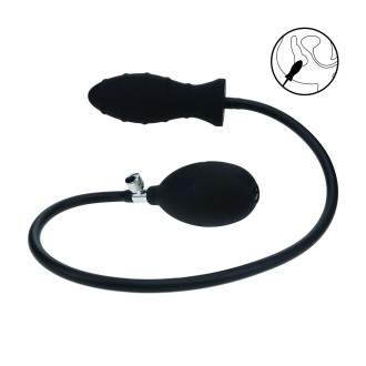 Levelz Ribbed Inflatable Silicone Anal Plug - Black