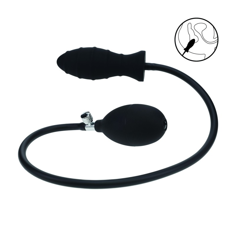 Levelz Ribbed Inflatable Silicone Anal Plug - Black