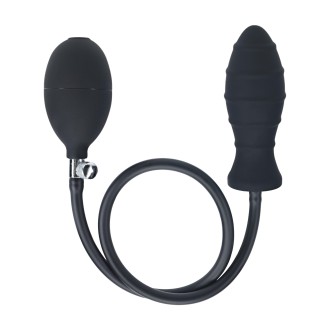 Levelz Ribbed Inflatable Silicone Anal Plug - Black