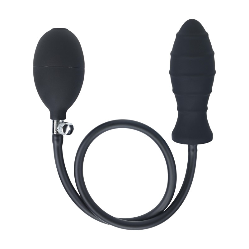 Levelz Ribbed Inflatable Silicone Anal Plug - Black