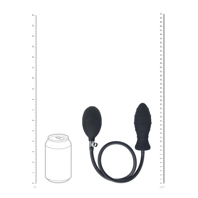 Levelz Ribbed Inflatable Silicone Anal Plug - Black