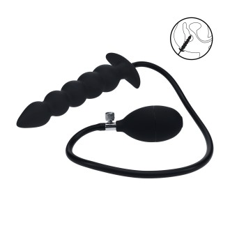 Levelz Beaded Inflatable Silicone Anal Plug - Black