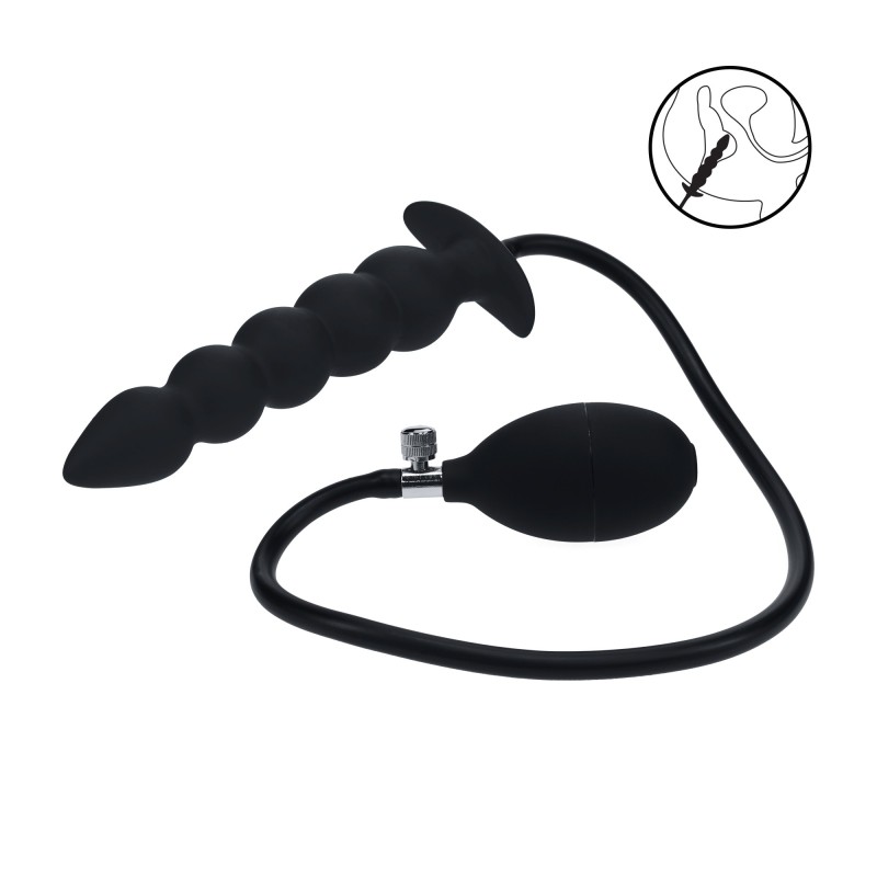 Levelz Beaded Inflatable Silicone Anal Plug - Black