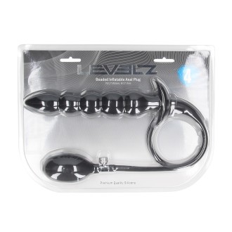 Levelz Beaded Inflatable Silicone Anal Plug - Black