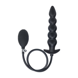 Levelz Beaded Inflatable Silicone Anal Plug - Black