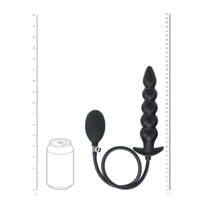 Levelz Beaded Inflatable Silicone Anal Plug - Black