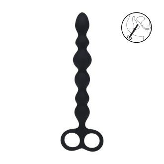 Levelz Beaded Silicone Anal Probe with Double Loop - Black