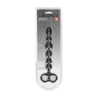 Levelz Beaded Silicone Anal Probe with Double Loop - Black