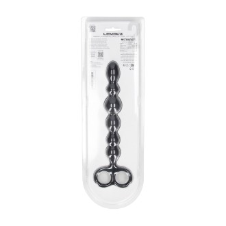 Levelz Beaded Silicone Anal Probe with Double Loop - Black