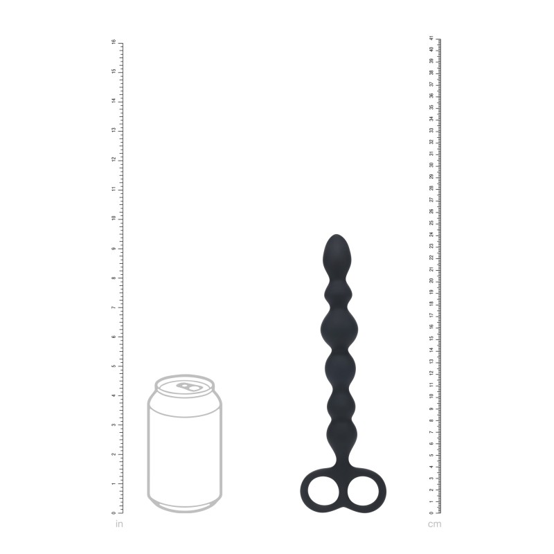 Levelz Beaded Silicone Anal Probe with Double Loop - Black