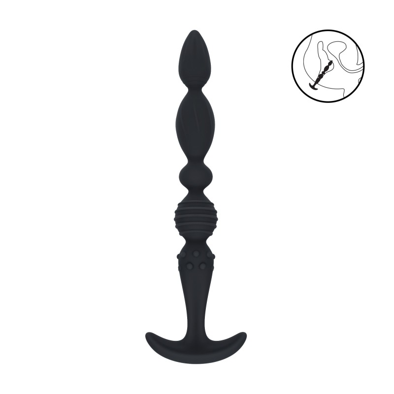 Levelz Multi Textured Silicone Flared Anal Probe - Black