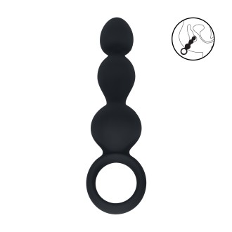 Levelz Beaded Silicone Anal Probe with Loop - Black