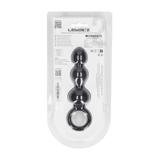 Levelz Beaded Silicone Anal Probe with Loop - Black