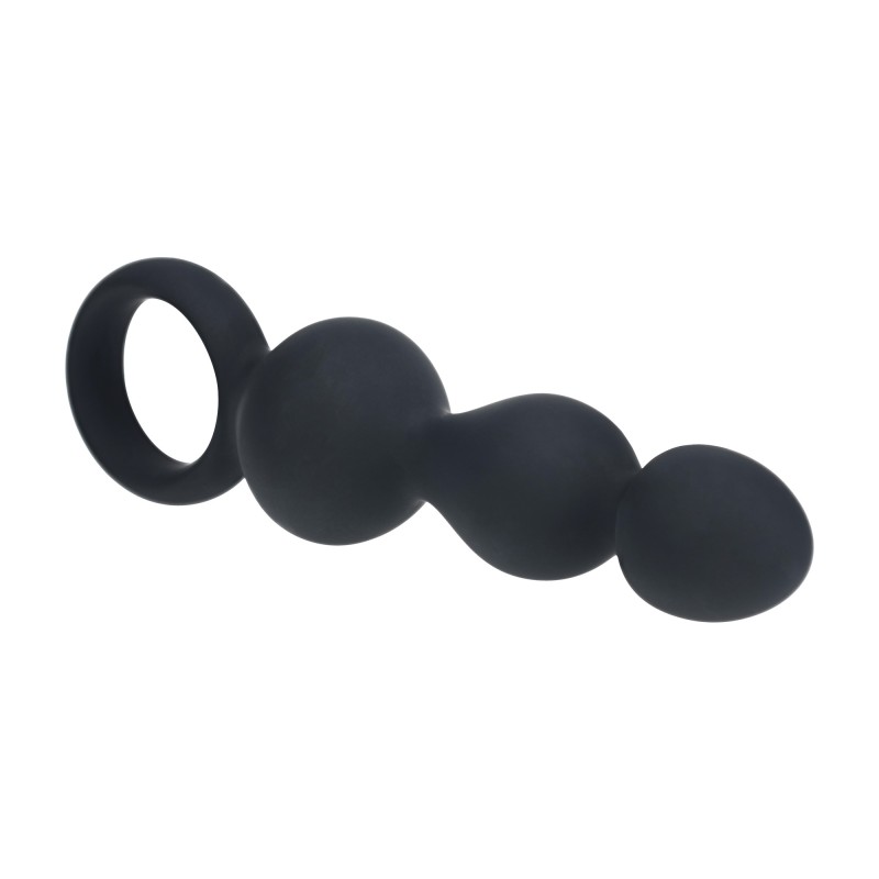 Levelz Beaded Silicone Anal Probe with Loop - Black