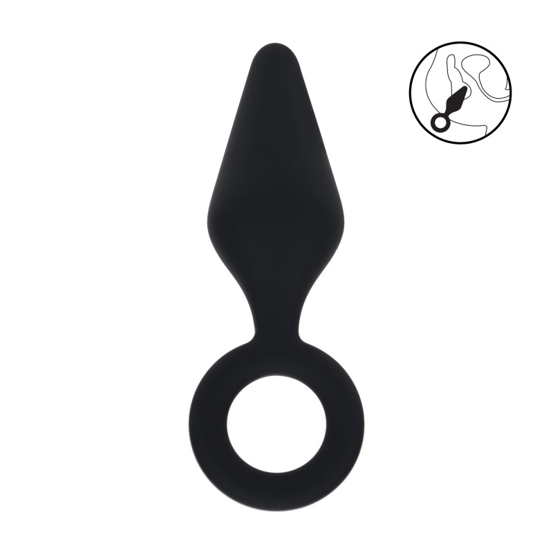 Levelz Silicone Anal Plug with Loop - L - Black