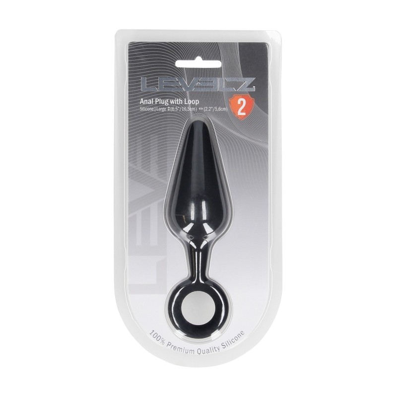 Levelz Silicone Anal Plug with Loop - L - Black