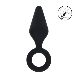 Levelz Silicone Anal Plug with Loop - M - Black