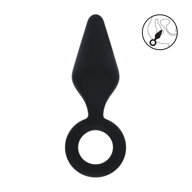 Levelz Silicone Anal Plug with Loop - M - Black
