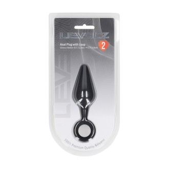 Levelz Silicone Anal Plug with Loop - M - Black