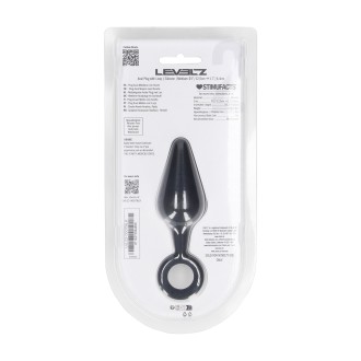 Levelz Silicone Anal Plug with Loop - M - Black