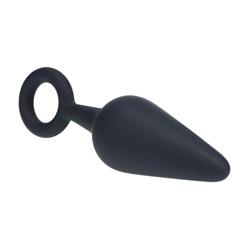 Levelz Silicone Anal Plug with Loop - M - Black