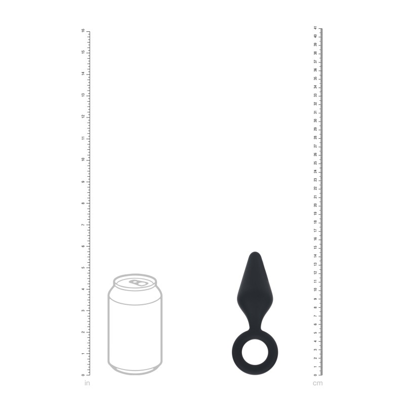 Levelz Silicone Anal Plug with Loop - M - Black