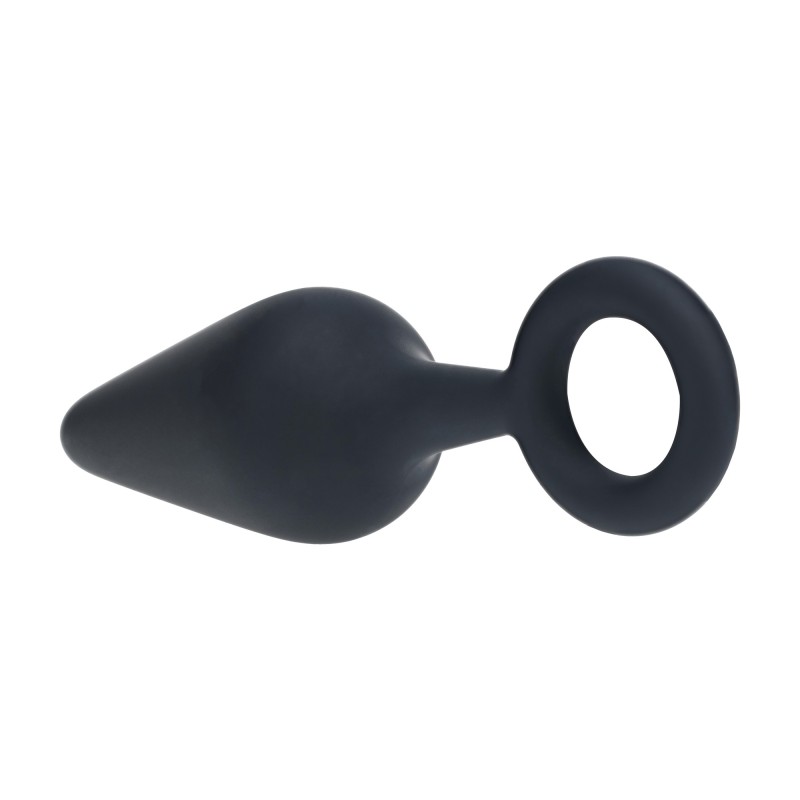 Levelz Silicone Anal Plug with Loop - M - Black