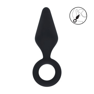 Levelz Silicone Anal Plug with Loop - S - Black