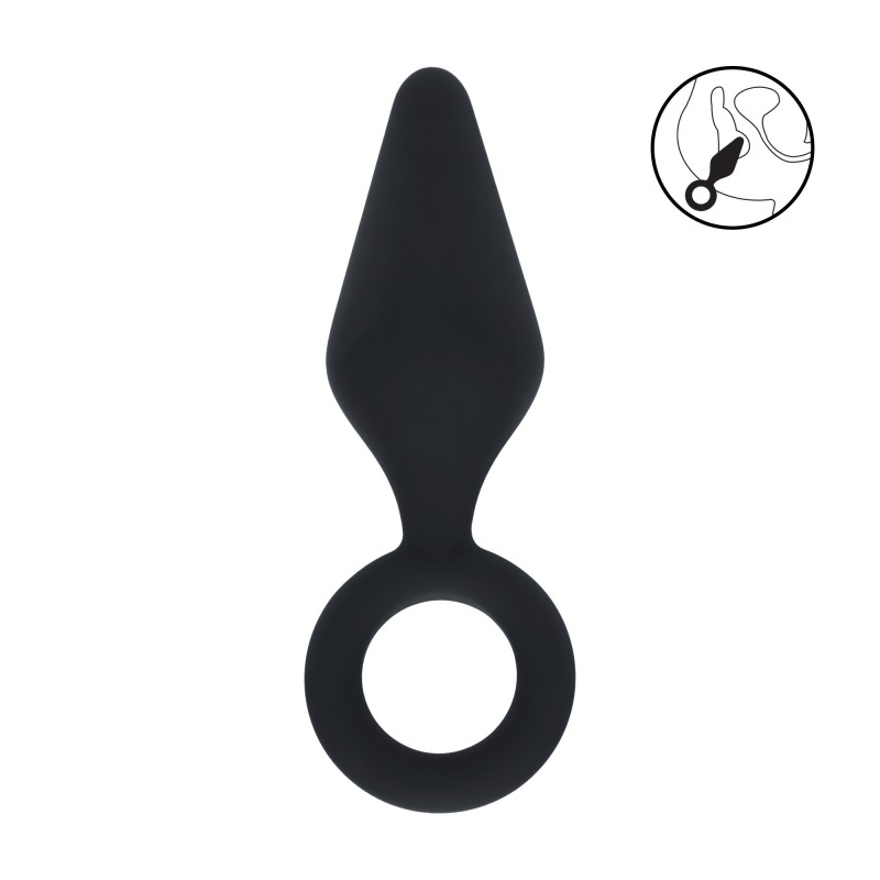 Levelz Silicone Anal Plug with Loop - S - Black