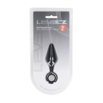 Levelz Silicone Anal Plug with Loop - S - Black