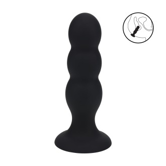 Levelz Tri Rattle Liquid Silicone Anal Plug - L - Black