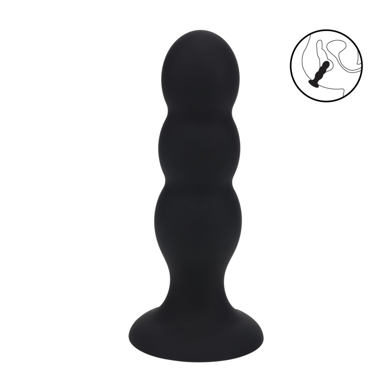 Levelz Tri Rattle Liquid Silicone Anal Plug - L - Black