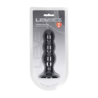 Levelz Tri Rattle Liquid Silicone Anal Plug - L - Black