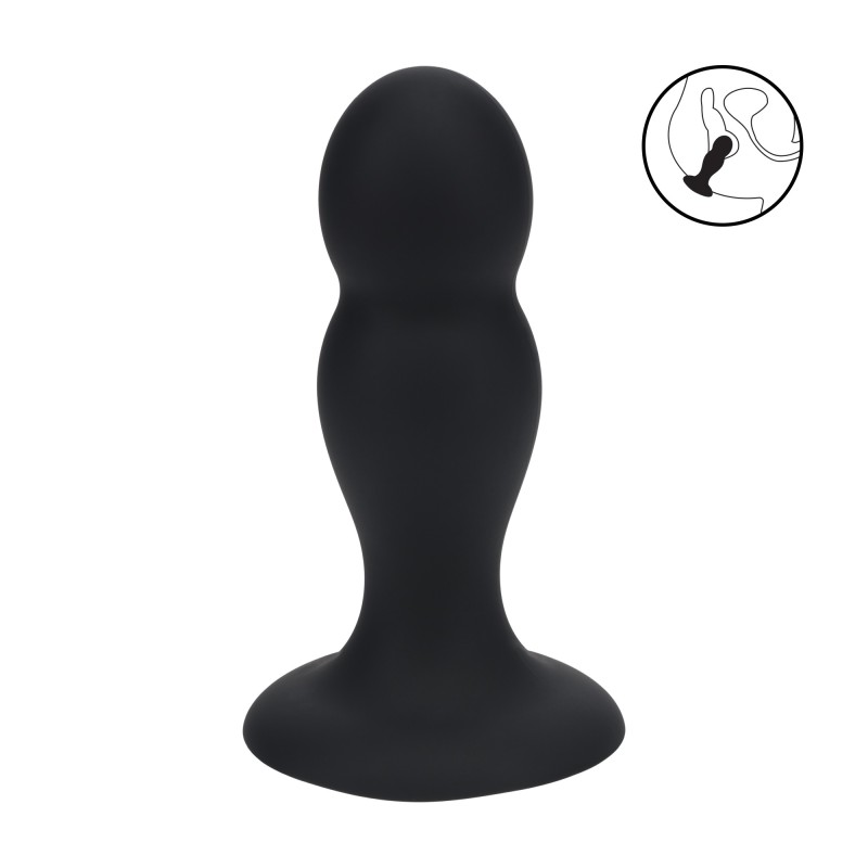 Levelz Double Rattle Liquid Silicone Anal Plug - M - Black