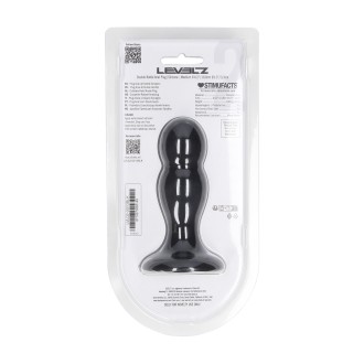 Levelz Double Rattle Liquid Silicone Anal Plug - M - Black